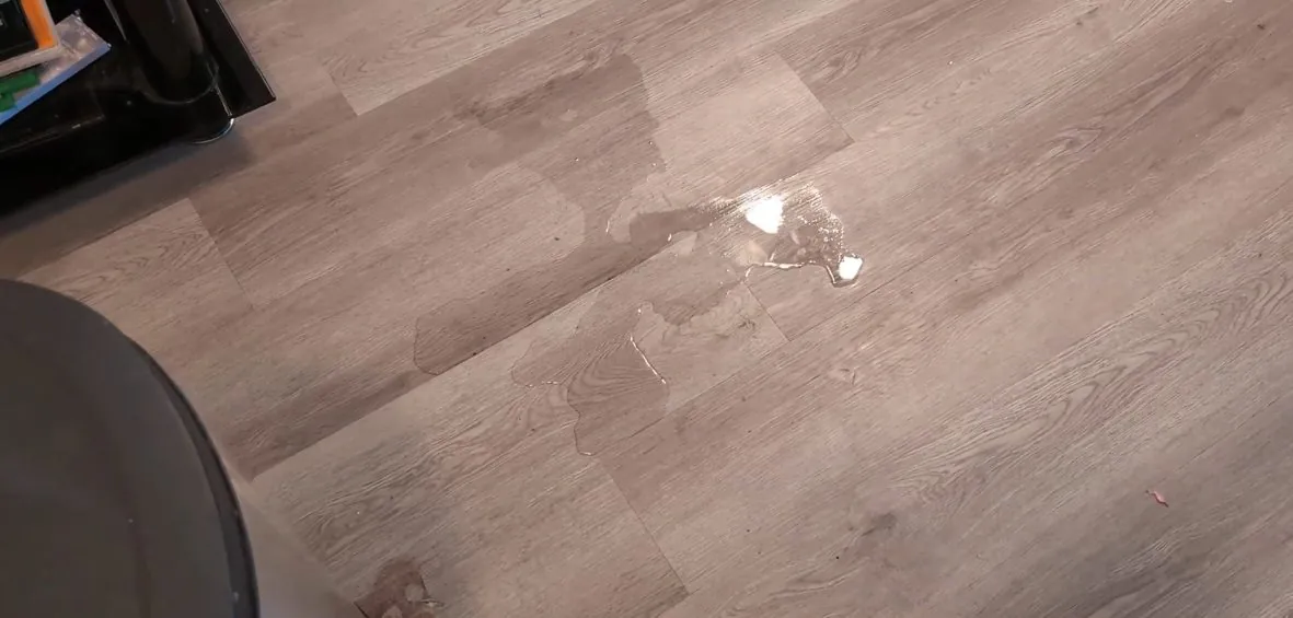Small wet patch and puddle on a wood-look floor